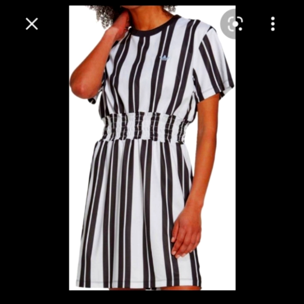 Adidas Black and White A-Line Midi Dress